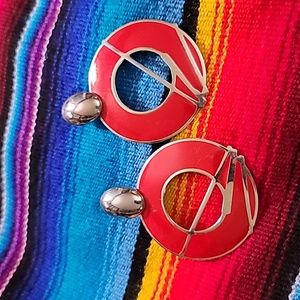 Vintage 80s red geometric earrings
